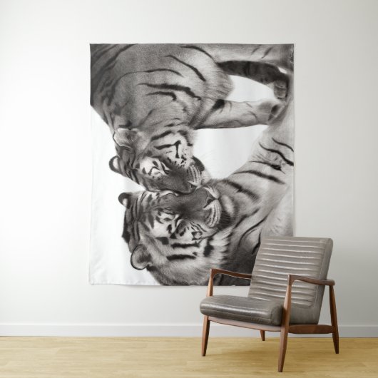 Tijgers - Handgeschilderd Wildlife Portret Wandkleed (In situ)