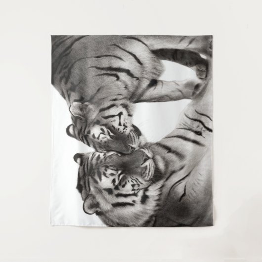 Tijgers - Handgeschilderd Wildlife Portret Wandkleed (Voorkant)