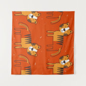 Tijgers, handgetekende achtergrond. Kleurrijk naad Wandkleed (Voorkant (horizontaal))