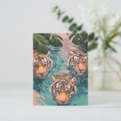 Tijgers in Aquatisch avontuur Briefkaart (Staand voorkant)