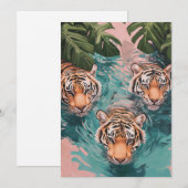Tijgers in Aquatisch avontuur Feestdagenkaart (Voorkant / Achterkant)