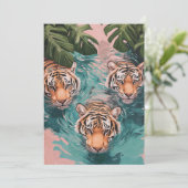 Tijgers in Aquatisch avontuur Feestdagenkaart (Staand voorkant)