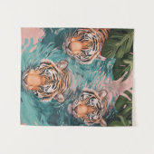 Tijgers in Aquatisch avontuur Wandkleed (Voorkant (horizontaal))