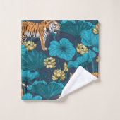 Tijgers in de gele lotusvijver bad handdoek (Wasdoekje)