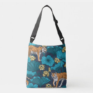 Tijgers in de gele lotusvijver crossbody tas