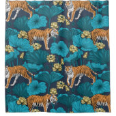 Tijgers in de gele lotusvijver douchegordijn (Voorkant)