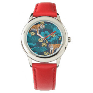 Tijgers in de gele lotusvijver horloge