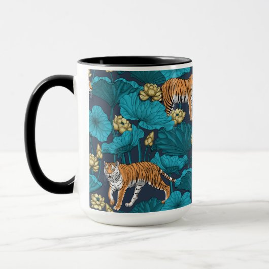 Tijgers in de gele lotusvijver mok (Links)
