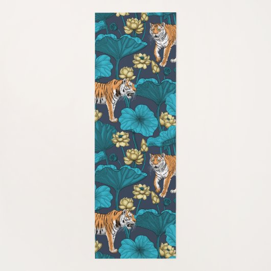 Tijgers in de gele lotusvijver yogamat (Achterkant)