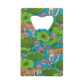 Tijgers in de roze lotusvijver creditkaart flessenopener (Achterkant)