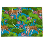 Tijgers in de roze lotusvijver groot cadeauzakje (Voorkant)