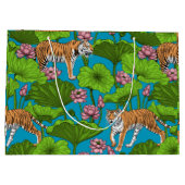 Tijgers in de roze lotusvijver groot cadeauzakje (Achterkant)