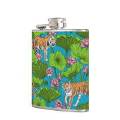 Tijgers in de roze lotusvijver heupfles (Links)