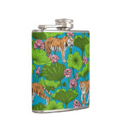 Tijgers in de roze lotusvijver heupfles (Rechts)