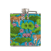 Tijgers in de roze lotusvijver heupfles (Achterkant)