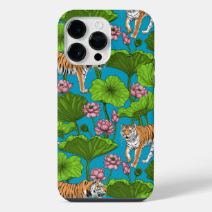 Tijgers in de roze lotusvijver iPhone 14 pro max hoesje
