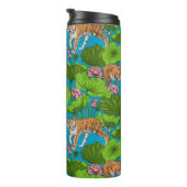 Tijgers in de roze lotusvijver thermosbeker (Geroteerd rechts)