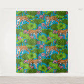 Tijgers in de roze lotusvijver wandkleed (Voorkant)