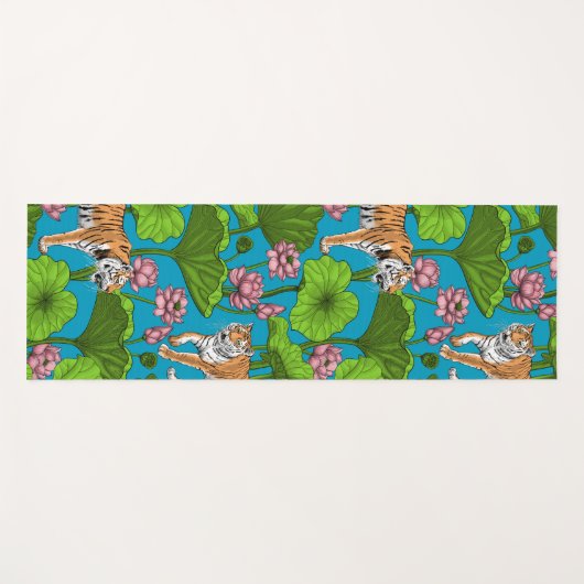 Tijgers in de roze lotusvijver yogamat (Voorkant (horizontaal))