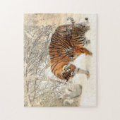 Tijgers in de sneeuw legpuzzel (Verticaal)