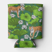 Tijgers in de witte lotusvijver blikjeskoeler (Voorkant)
