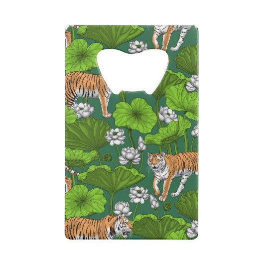 Tijgers in de witte lotusvijver creditkaart flessenopener (Achterkant)
