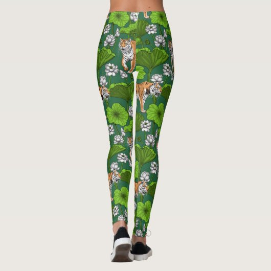 Tijgers in de witte lotusvijver leggings (Achterkant)