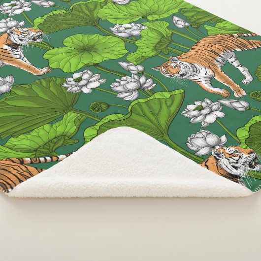 Tijgers in de witte lotusvijver sherpa deken (3/4)