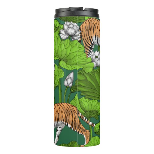 Tijgers in de witte lotusvijver thermosbeker (Achterkant)
