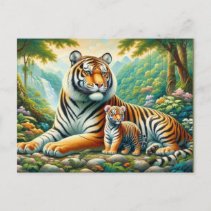 Tijgers in een weelderig Oerwoud Paradise Painting Briefkaart