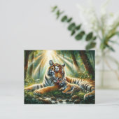 Tijgers in een weelderig Oerwoud Waterverf schilde Briefkaart (Staand voorkant)