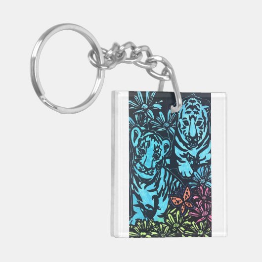tijgers in kleur sleutelhanger (Voorkant Links)