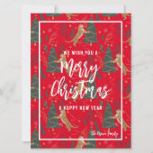 Tijgers, kerstbomen, vrolijke kerstgroet kaart (Voorkant)