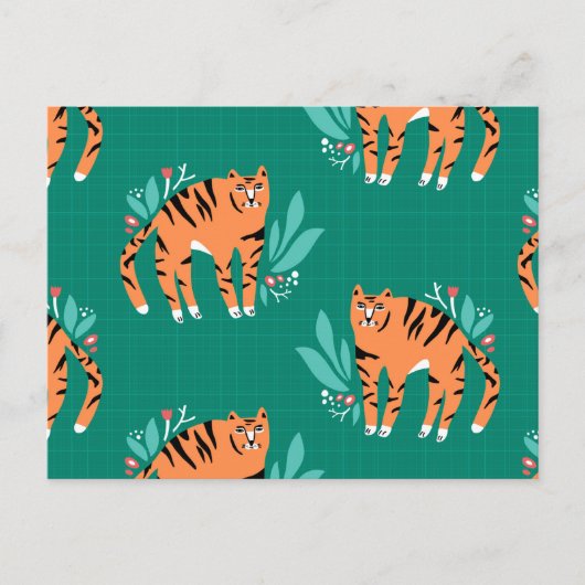 Tijgers met briefkaart van bloemen (Voorkant)