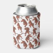 tijgers, met de hand getekend naadloos patroon. blikjeskoeler (Blikje Voorkant)