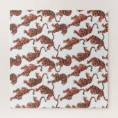  tijgers, met de hand getekend naadloos patroon. legpuzzel (Horizontaal)