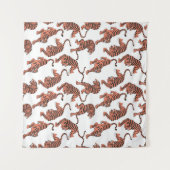  tijgers, met de hand getekend naadloos patroon. wandkleed (Voorkant (horizontaal))