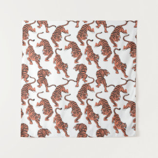  tijgers, met de hand getekend naadloos patroon. wandkleed