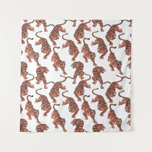  tijgers, met de hand getekend naadloos patroon. wandkleed (Voorkant)