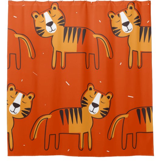 Tijgers, met de hand getrokken achtergrond. Kleurr Douchegordijn (Voorkant)