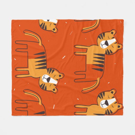 Tijgers, met de hand getrokken achtergrond. Kleurr Fleece Deken (Voorkant (Horizontaal))