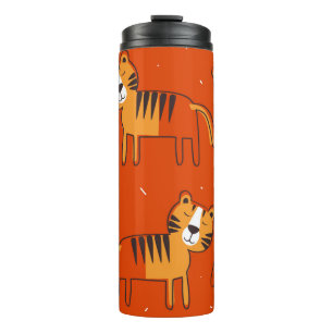 Tijgers, met de hand getrokken achtergrond. Kleurr Thermosbeker