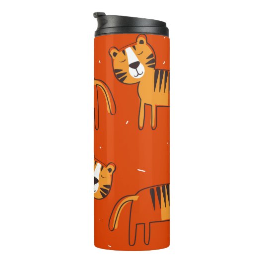 Tijgers, met de hand getrokken achtergrond. Kleurr Thermosbeker (Geroteerd rechts)