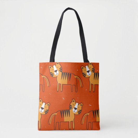 Tijgers, met de hand getrokken achtergrond. Kleurr Tote Bag (Voorkant)