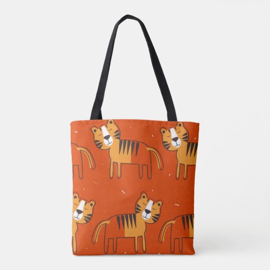 Tijgers, met de hand getrokken achtergrond. Kleurr Tote Bag (Achterkant)