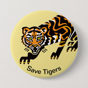 Tijgers opslaan - Bedreigde dieren afbeelding - Ge Ronde Button 7,6 Cm
