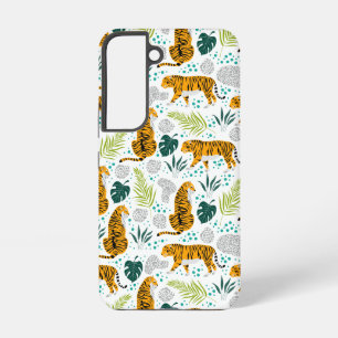 Tijgers & Tropische Bladeren Patroon Samsung Galaxy Hoesje