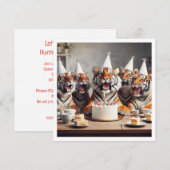 Tijgers vieren, tijger afbeelding verjaardag kaart (Voorkant / Achterkant)