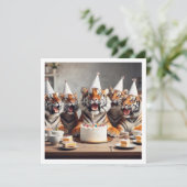 Tijgers vieren, tijger afbeelding verjaardag kaart (Staand voorkant)