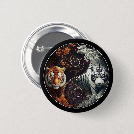 Tijgers Yin Yang Ronde Button 5,7 Cm (Voorkant /achterkant)